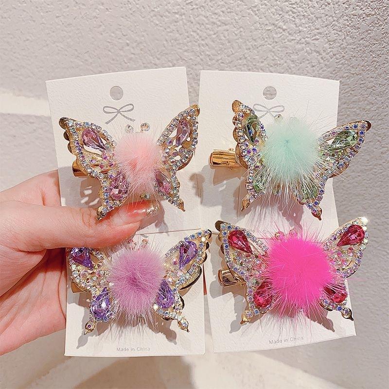 🦋✨ Fluffy Butterfly Hair Clips – Sparkly & Adorable! ✨🦋